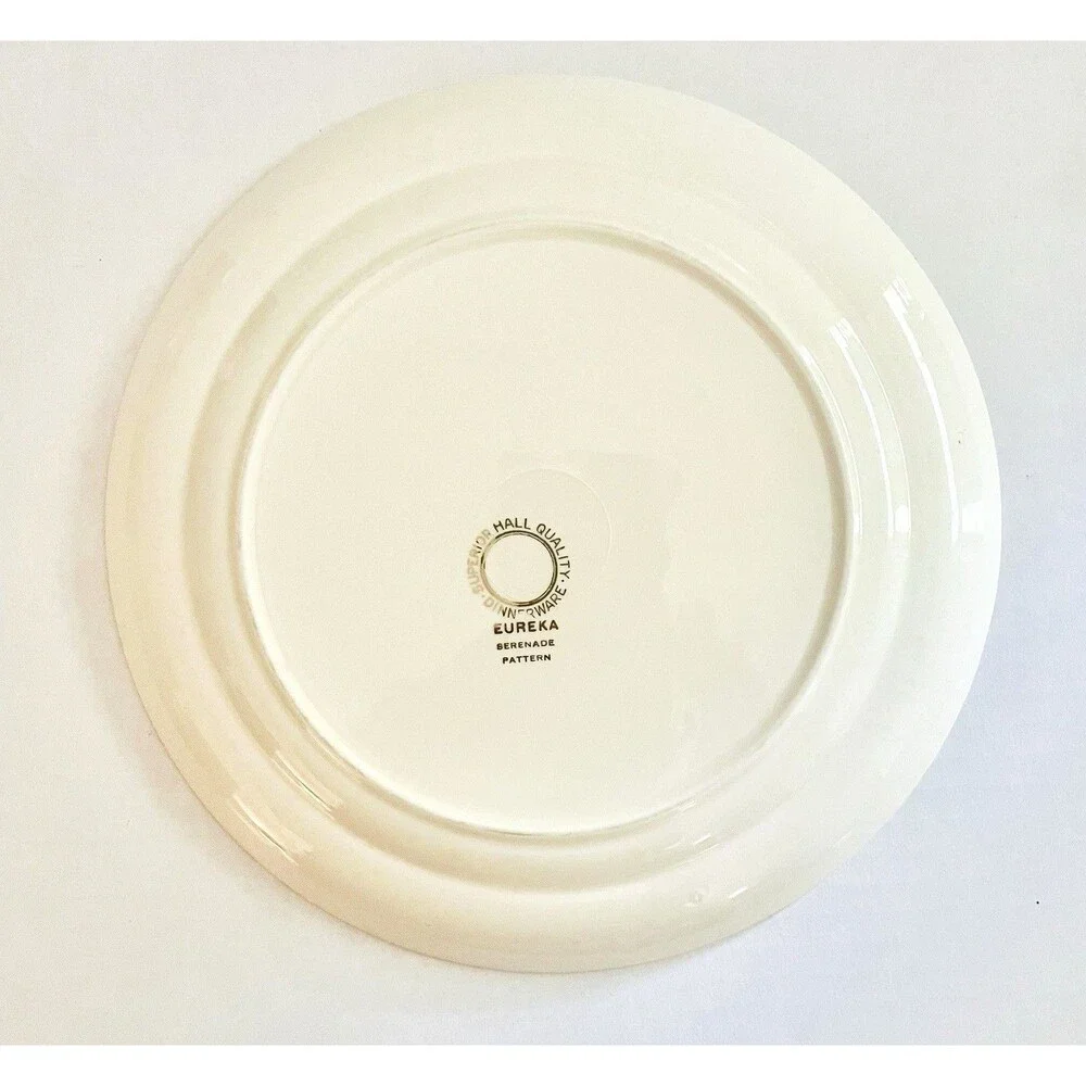 Set Of 4 Hall Luncheon plates in the 1940 Serenade pattern 9 Inch Gold Trim